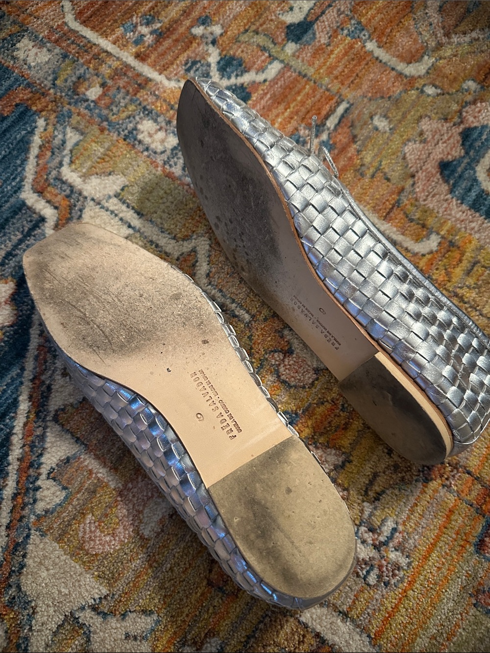 Freda Salvador Jada hand woven Silver Ballet Flats - Picture 3 of 5